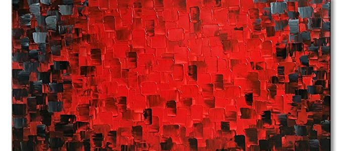 Seekland Art Red Abstract Canvas Wall Art Handmade Texture Oil Painting Modern Decoration Picture Unframed 64″ W x 32″ H Review