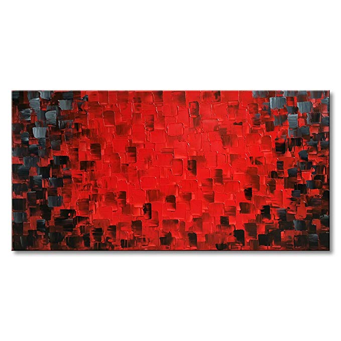 Seekland Art Red Abstract Canvas Wall Art Handmade Texture Oil Painting Modern Decoration Picture Unframed 64