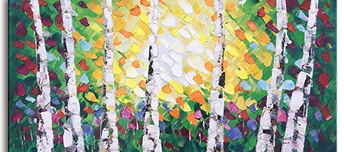 MyArton 100% Hand-Painted Contemporary Abstract Colorful Forest Gallery-Wrapped Oil Painting On Canvas Wall Art Decor Home Decoration 24x48inch Review