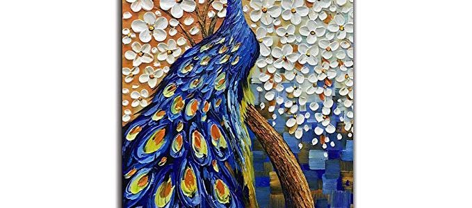 Yotree Paintings, 24×48 Inch Paintings Peacock with Tree Oil Hand Painting Painting 3D Hand-Painted On Canvas Abstract Artwork Art Wood Inside Framed Hanging Wall Decoration Abstract Painting Review