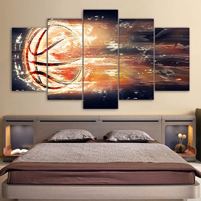 Sports Themed Canvas Wall Art Canvas Art Abstract Basketball Basket Goal Painting Wall Pictures For Boys Room Baby Nursery decor Kids Room Basketball Boys Gift