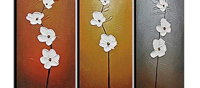 Wieco Art Extra Large Modern Contemporary Flowers Artwork 3 Panels Decorative 100% Hand Painted Gallery Wrapped Abstract Floral Oil Paintings on Canvas Wall Art Ready to Hang for Home Decor Review