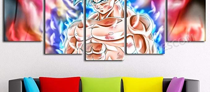 JESC 5 Panels Canvas Painting Anime Dragon Ball Goku New form Wall Art Decorative Pictures Home Decor Wall Framework (30x50cmx2,30x70cmx2,30x80cmx1) … … Review