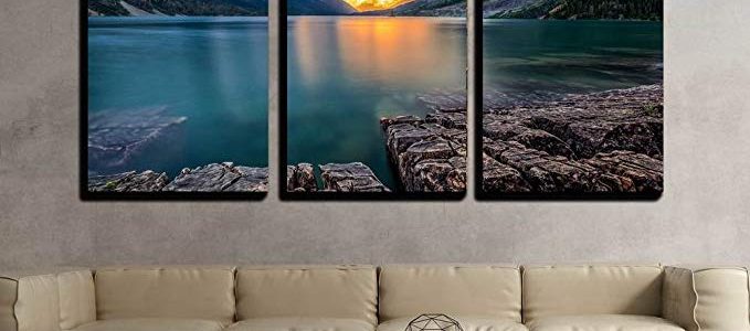 wall26-3 Piece Canvas Wall Art – Sunset at St Mary Lake, Glacier National Park, Mt – Modern Home Decor Stretched and Framed Ready to Hang – 24″x36″x3 Panels Review