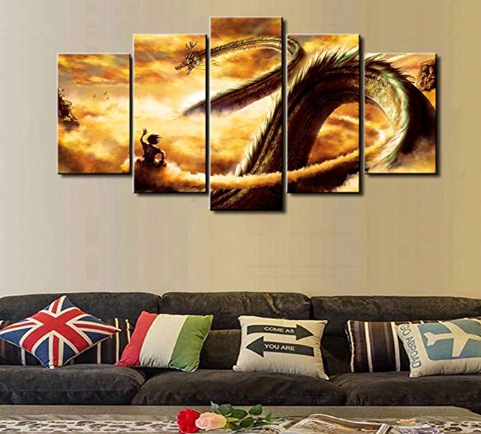 5 Pcs Dragon Ball Abstract Canvas - 5 piece Abstract Dragon Ball Fantasy Canvas For Your Home/Office Room (20x35cmx2,20x45cmx2,20x55cmx1)