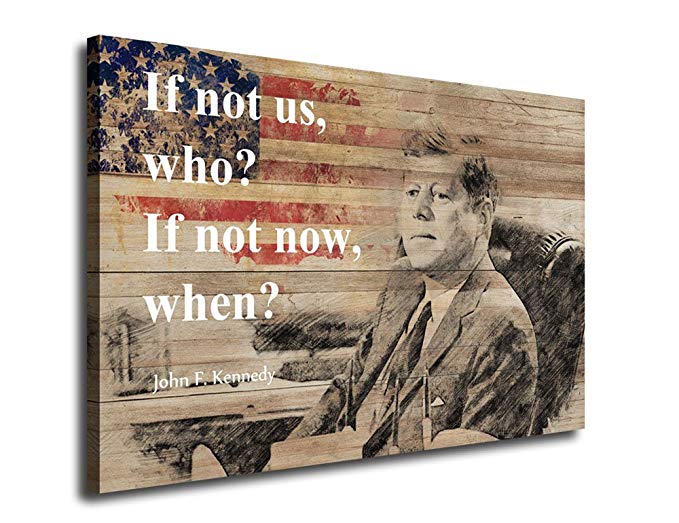 yearainn Wall Art Decor Inspirational Quotes of John F. Kennedy 35th President of the United States American Painting Prints on Canvas for Home Decoration 24 by 36 Inches Framed Ready to Hang