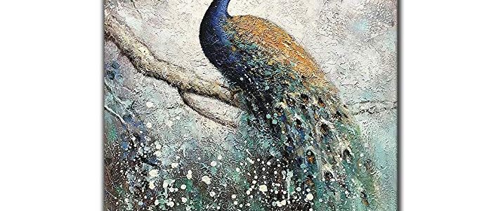 Asdam Art-100% Hand Painted Paintings On Canvas 3D Peacock Artwork Large Vertical Wall Art Animal Pictures Framed Acrylic Artwork for Living Room Bedroom Hallway Office Modern Home Decor(24x36inch) Review