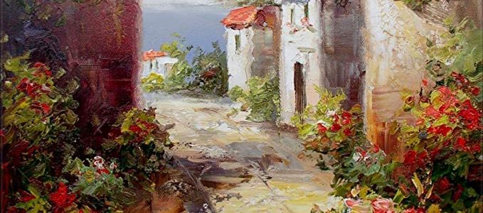 100% Hand Painted Cottages in Tuscany Italy Canvas Oil Painting for Home Wall Art by Well Known Artist, Framed, Ready to Hang Review