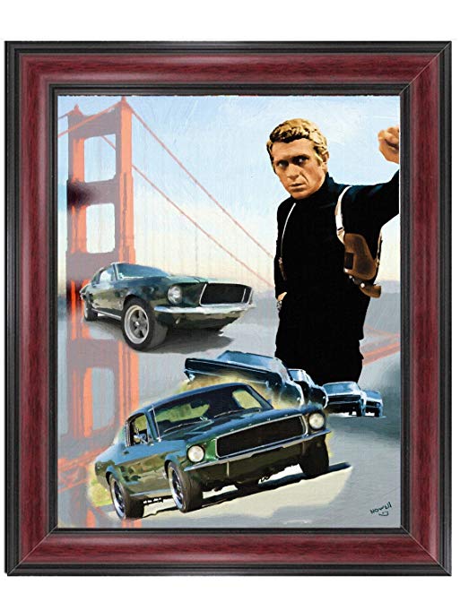 Canvas Framed Art Bullitt Steve McQueen Oil Painting 3 Sizes To Chose From Limited Edition Artist Proof Prints (16 x 20 Framed)