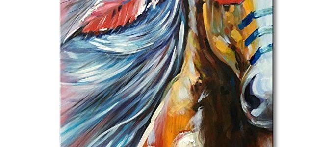 Hand Painted Modern Horse Oil Painting on Canvas Handmade Abstract Animal Wall Art for Decor (Horse, 24×36 inch) Review