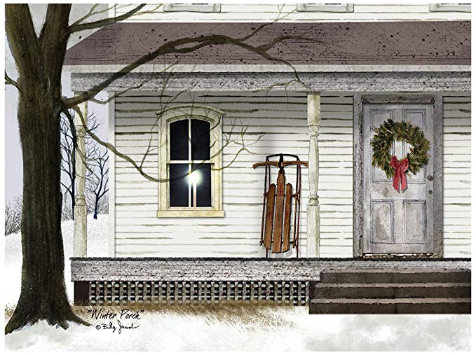 Ohio Wholesale Radiance Lighted Winter Porch Canvas Wall Art, Large, from our Snowmen Collection