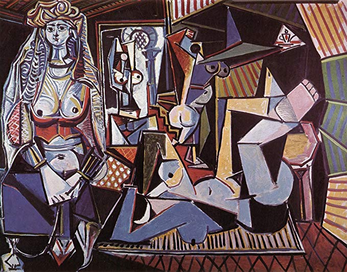 Colorful Stream-Les femmes d'Alger version O by Pablo Picasso.100% Hand Painted.Oil On Canvas.Museum Quality Reproduction. (Unframed and Unstretched).36x28 IN.