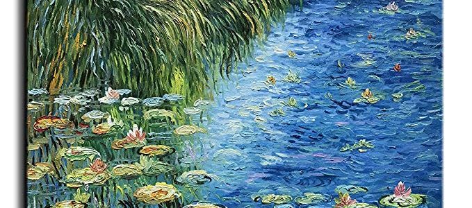 baccow 2436″ Texture Hand Painted Water Lily Pond 1914 Claude Monet Art Reproduction Framed Oil Painting On Canvas Wall Art for Living Room Bedroom Office Home decor Review