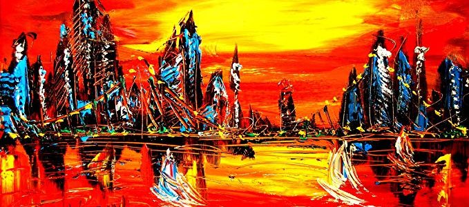 Large 24″ Modern Abstract Wall Decor Art Original Canvas Painting Stretched Signed By Mark Kazav Review