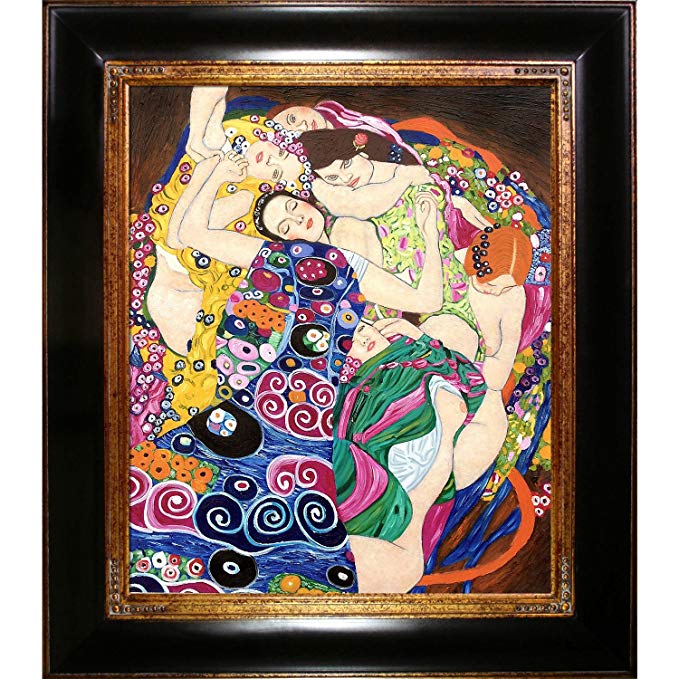 overstockArt The Virgin Painting by Klimt, Opulent Frame, Dark Stained Wood with Gold Trim