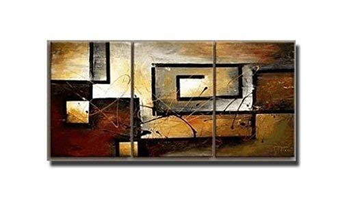 100% Hand Painted Oil Painting Abstract Art Large Modern Art 3 Piece Wall Art Canvas Art for Home Decoration (Unstretch No Frame) Review