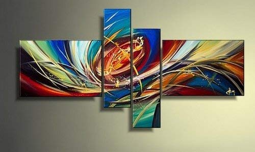 100% Hand Painted Art Red Abstract Art 4 Piece Wall Art Abstract Painting Canvas Set Art on Canvas Art Modern Art Group Painting Stretched and Ready to Hang Review