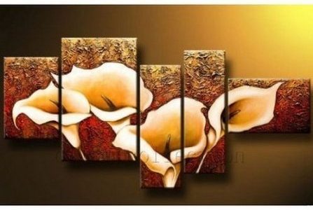 Wieco Art Calla Lily Large 5 Panels Modern Gallery Wrapped Flowers Artwork Brown Contemporary Floral Oil Paintings on Canvas Wall Art for Living Room Bedroom Home Decorations L Review