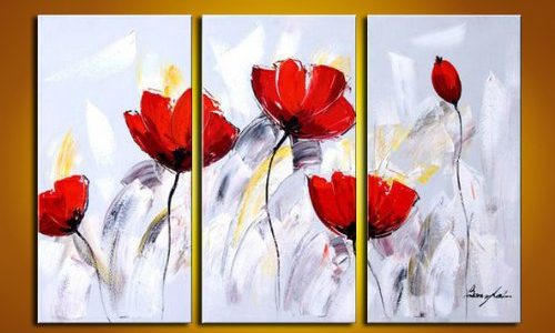 Blingbling Art Beauty Art Red Flower Wall Decor Oil Painting Framed Canvas Art 3pcs/set – 48w X 32h In. Review