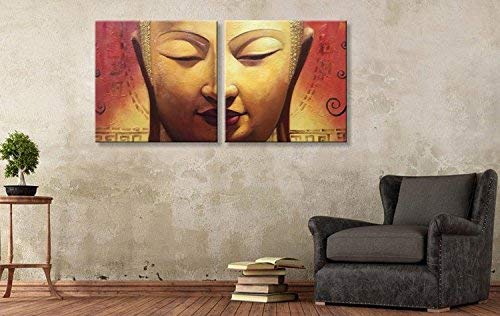 Winpeak Art Framed Handmade Buddha Face Wall Art on Canvas Abstract Oil Painting for Home Decoration Modern Contemporary Decor Hangings Stretched Ready to Hang (40