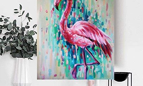 Series Abstract Flamingo Oil Painting On Canvas Pink Bird Oil Painting For Wall Decoration Flamingos Painting For Living Room Review