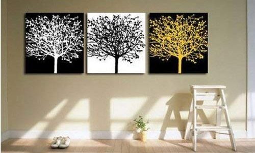 100% Hand Painted Art Large Modern Abstract Black and White Oil Painting on Canvas 3 Piece Wall Art Decor for Home Decoration Stretched Ready to Hang Review