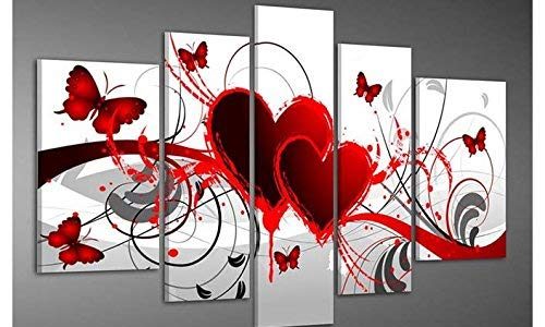 Wieco Art – Red Flower Love Butterfly Modern 100% hand painted Canvas Wall Art for Wall Decor Home Decorations£¬Stretched and Framed Art Work, Abstract Oil Paintings on canvas Wall Art ready to Hang for Wall Decorations Home DecorII Review