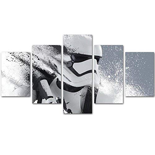 MingTing 5 Panel Canvas Wall Art Stormtrooper Star Wars Movie Poster Modern Home Decor For Living Room (8x14inchX2,8x18inchX2,8x22inchX1 With Frame)