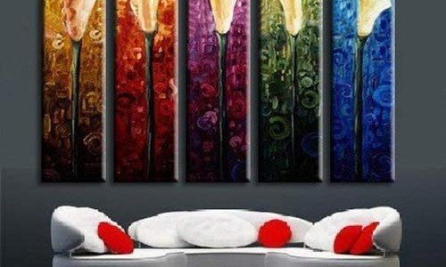 5 Piece Canvas Art Calla Lily Modern Art 100% Hand Painted Oil Painting on Canvas Wall Art Deco Home Decoration (Unstretch No Frame) Review