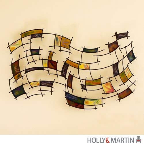 Holly and Martin Levi Black Grid w/Hand Painted Vibrant Panels Wall Art