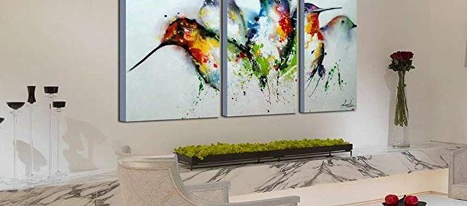 ARTLAND Modern 100% Hand Painted framed Wall Art Colorful Birds 3-Piece Animal Oil Painting on Canvas for Living Room Artwork for Wall Decor Home Decoration 28×42 inches Review