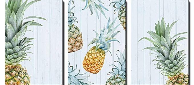 wall26 – 3 Piece Canvas Wall Art – Retro Style Pineapples – Modern Home Decor Stretched and Framed Ready to Hang – 24″x36″x3 Panels Review