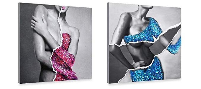 Pinetree Art Sexy Nude Women Canvas Wall Art For Girls Bedroom Oil Painting Wall Decoration (SET Framed, 36 x 36 inch) Review