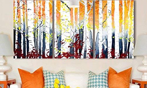 wall26 – 3 Piece Canvas Wall Art – White Birch Trees – Watercolor Painting Style Modern Home Decor – 24″x36″x3 Panels Review