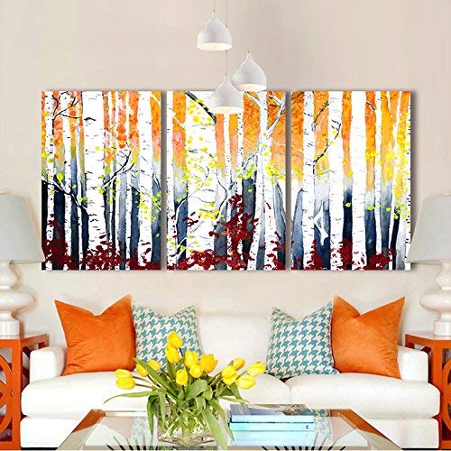 wall26 - 3 Piece Canvas Wall Art - White Birch Trees - Watercolor Painting Style Modern Home Decor - 24