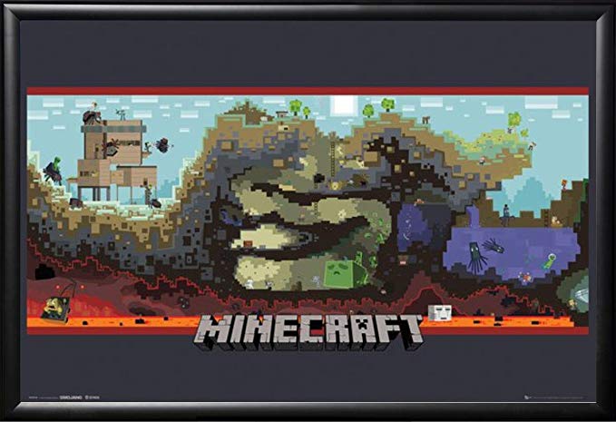 Minecraft World Video Game Poster Lamina Framed Poster 36 x 24in