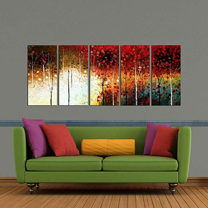 ARTLAND Hand Painted 28x70-inch 'A Night to Remember' 5-piece Gallery-wrapped Canvas Wall Art Set