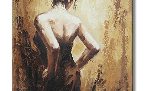 UAC WALL ARTS 100% Hand Painted Canvas Wall Art, Framed and Stretched , Sexy Nude Girl Naked Lady Back Figurative Oil Painting Picture On Canvas, Attractive Wall Decor 24x36Inch Review