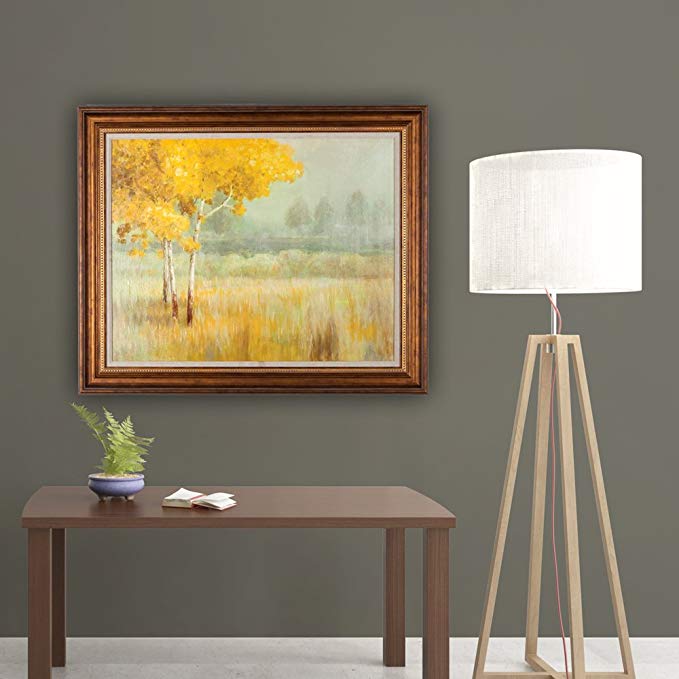 Masterpieces Framed, High-End Yellow Landscape Premium Hand Embellished Canvas with Double Frame, Oil Painting, 28