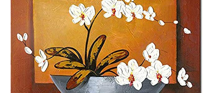 Wieco Art Orchid Floral Oil Paintings on Canvas Wall Art Ready to Hang for Living Room Bedroom Home Decorations Modern 100% Hand Painted Modern Stretched and Framed Abstract Pretty Flower Art Work Review