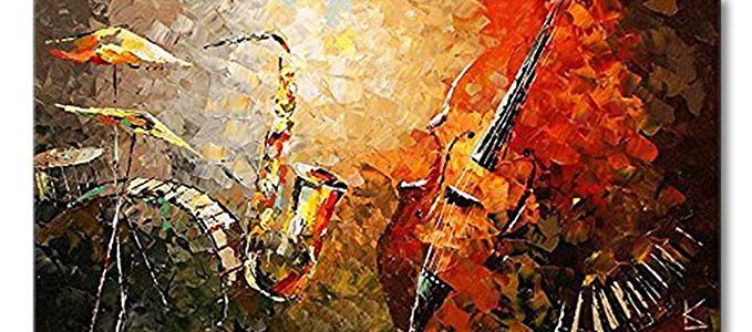 Everfun Art Large Hand Painted Oil Painting Modern Music Instrument Wall Art Abstract Artwork Wall Decor Home Decor Review