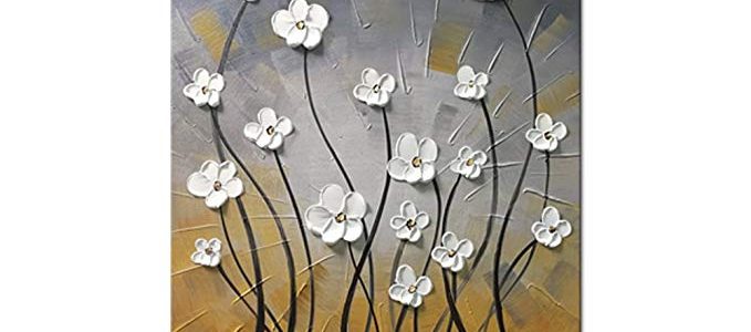 Wieco Art Morning Dancing 100% Hand Painted Floral Oil Paintings Canvas Wall Art Modern Stretched and Framed Grace Abstract Flowers Artwork Ready to Hang for Living Room Home Decorations Wall Decor Review