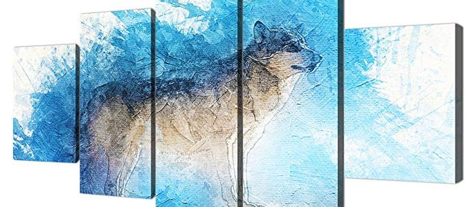 Yatsen Bridge Colorful Animal Painting On Canvas Prints and Poster Wolf Pictures Wall Art for Living room Home Decor Bedroom Wall Decoration Gifts Stretched By Wood Ready To Hang (60x32inch) Review