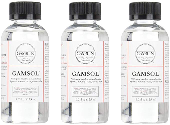 Gamblin Gamsol Odorless Mineral Spirits Bottle, 4.2oz (3-(Pack))