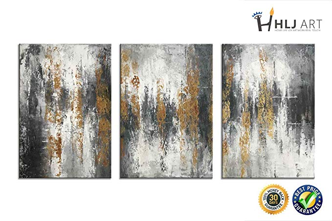 Abstract Wall Art Hand Painted 3 Panels Modern Canvas Oil Painting Ready to Hang for Home Office Decor Bedroom Living Room 16x24in