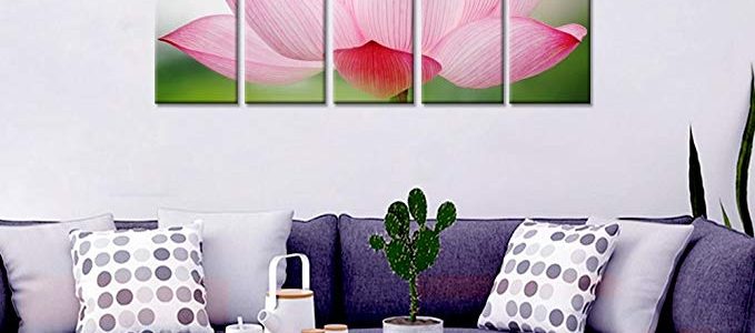 Wall Mantra Lotus Home Decorative 5 Panel Canvas Wall Art Photo Painting Review