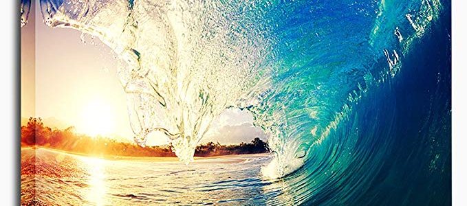 Canvas Wall Art Ocean Waves Sunset Nature Picture Large Canvas Painting Artwork Contemporary Seascape for Home Decoration 30″ x 40″ Framed Ready to Hang Review