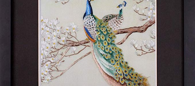 SILK ART Pure Handmade Embroidery Modern Artwork Hanging Wall Decoration Handcraft Ornamental Art Painting New Home Wedding Anniversary Gifts Colorful Peacock framed SKQ004A Review