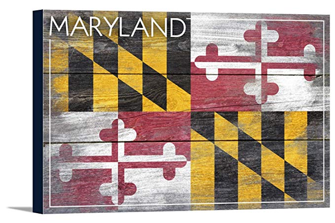 Rustic Maryland State Flag (36x24 Gallery Wrapped Stretched Canvas)