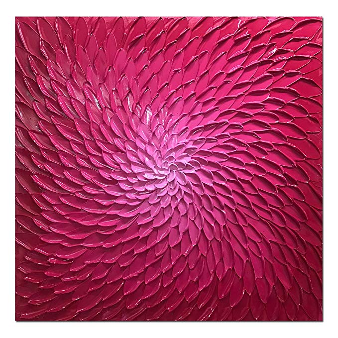 Amei Art Paintings, 24X24 Inch Paintings Oil Hand Painting 3D Hand-Painted On Canvas Abstract Artwork Art Wood Inside Framed Hanging Wall Decoration Abstract Painting (Rose)